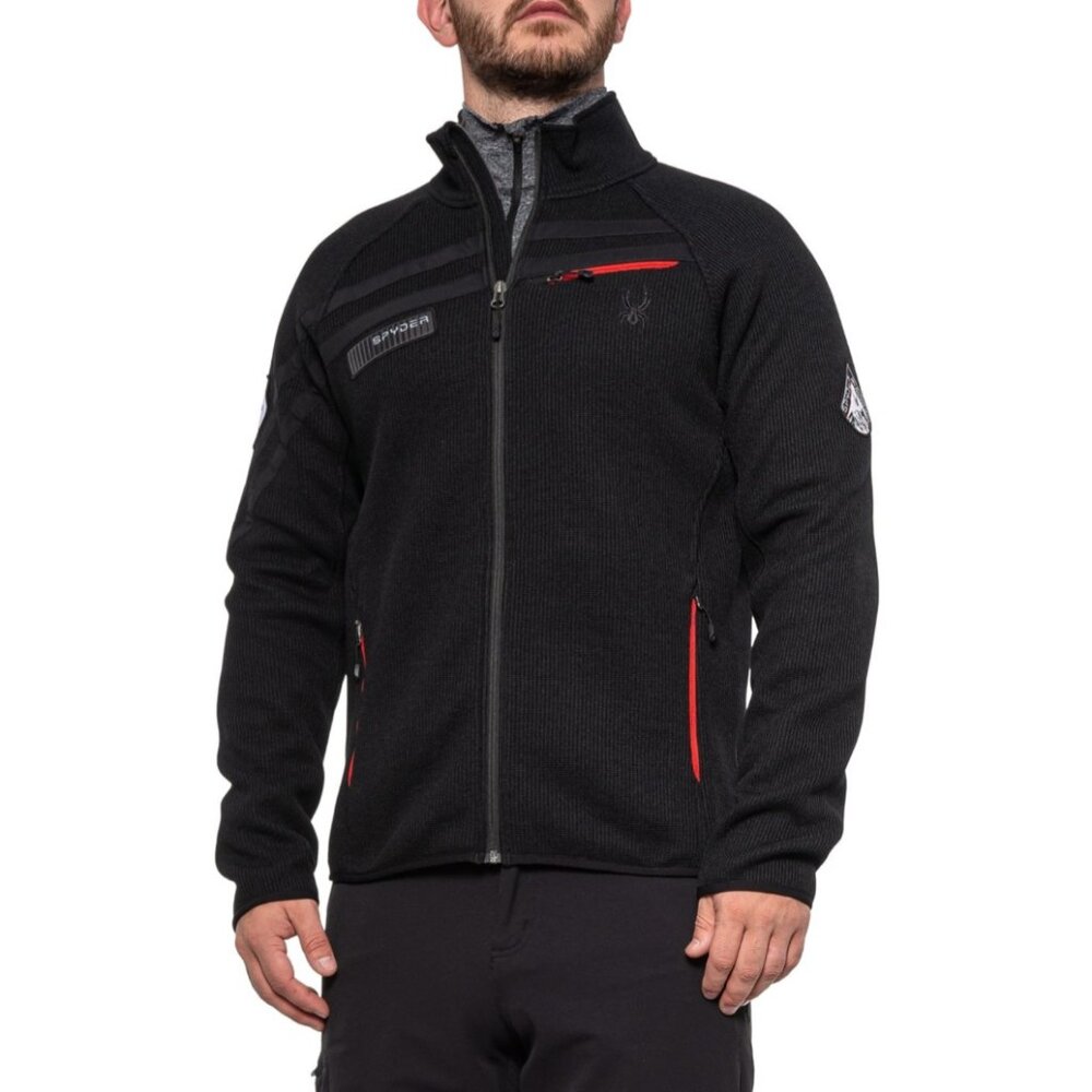 Spyder Wengen Full Zip Mid Weight Stryke ski Jacket Men's M Medium sweater blk
